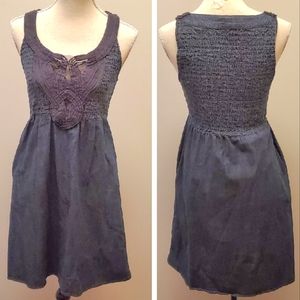 CALVIN KLEIN JEANS Sleeveless Chambray Dress, Embellished @ Top, Size Large NWOT